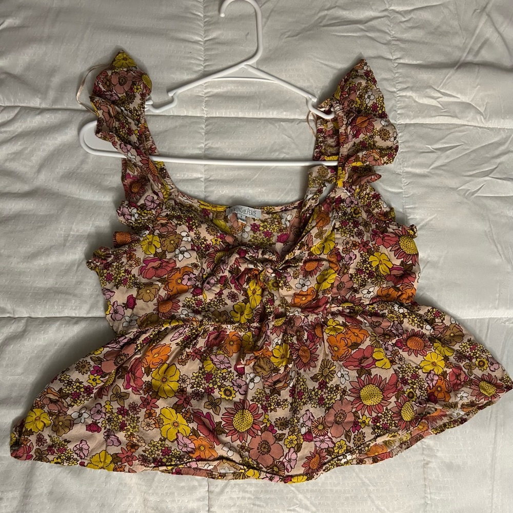 Floral Ruffle Sleeve Top